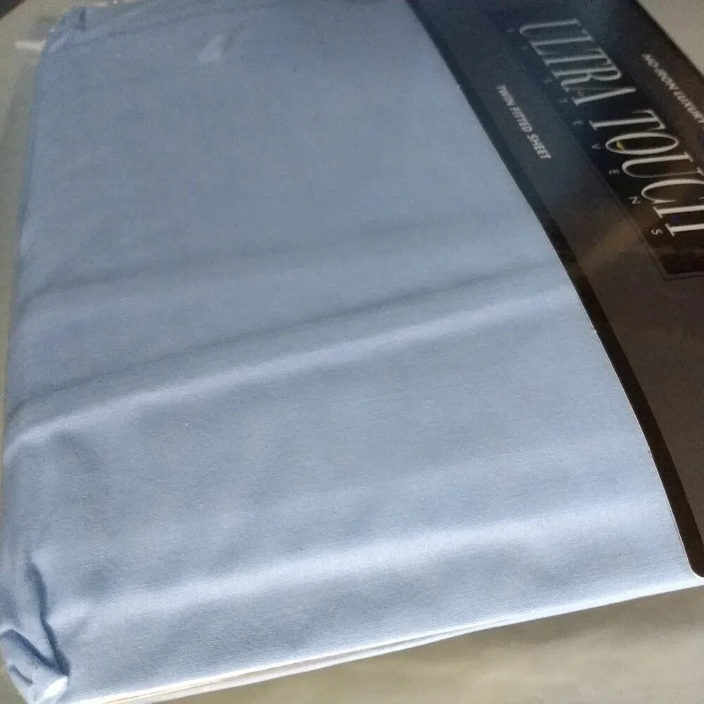 Stevens Ultra Touch Fitted Twin Sheet Sky Blue Luxury Percale‎ Cotton Blend NOS